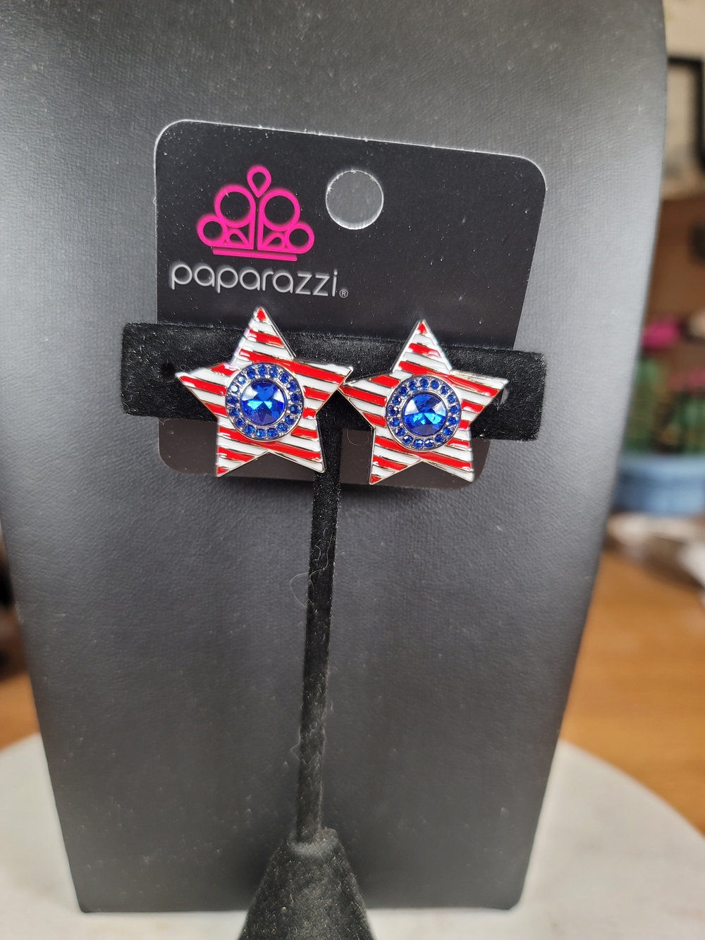 paparazzi Red White Blue Star Stud Earrings